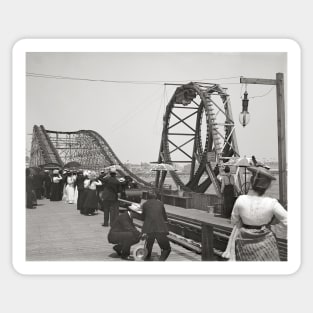Atlantic City Rollercoaster, 1901. Vintage Photo Sticker